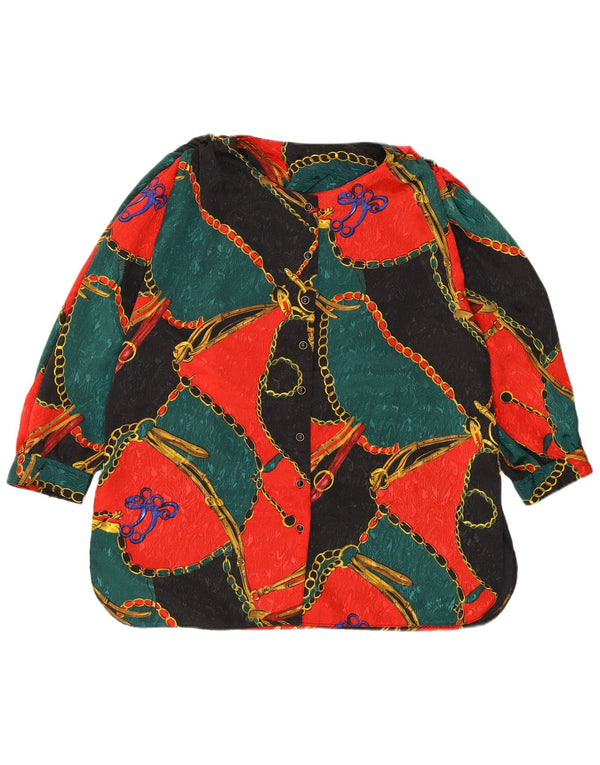 VINTAGE Chemisier chemise à motif abstrait pour femme UK 18 XL multicolore
