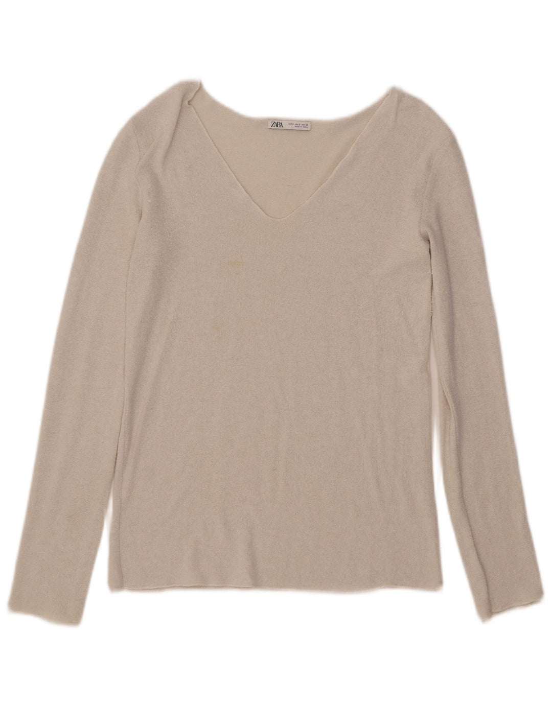 Zara Femme Top Manches Longues UK 10 Petit Blanc
