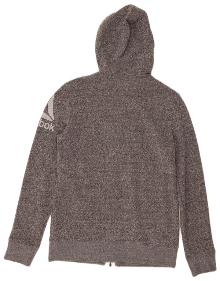 REEBOK Pull à capuche zippé graphique pour femme UK 12/14 Gris moyen moucheté