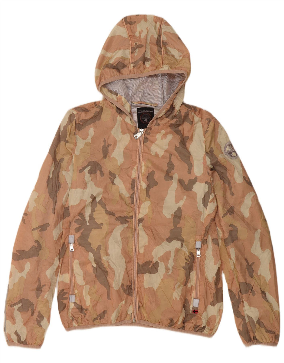 NAPAPIJRI Veste de pluie à capuche pour femme UK 16 Large Rose Camouflage Polyester