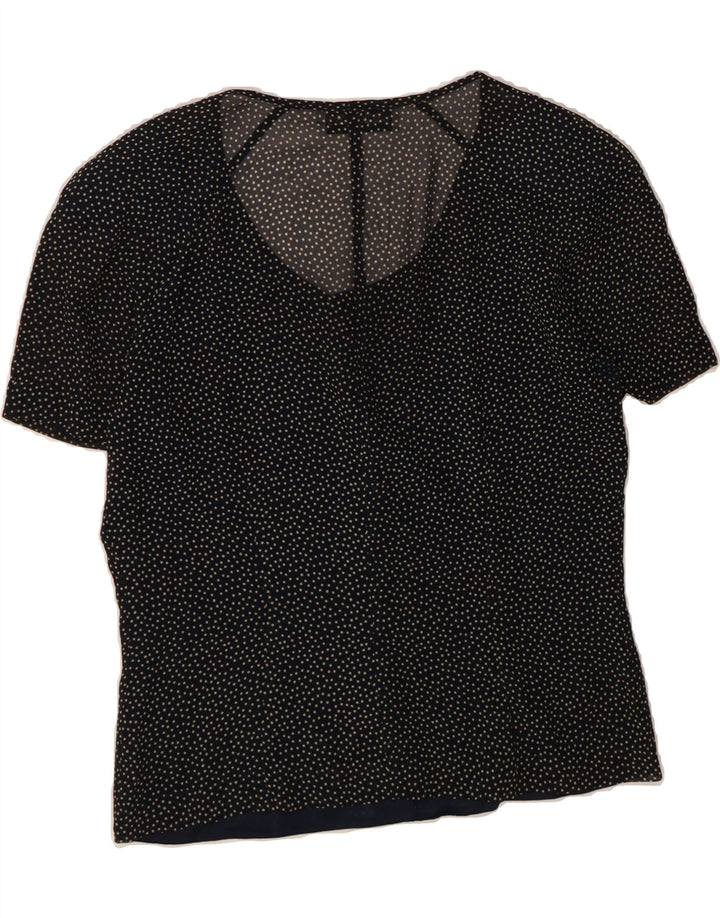 VINTAGE Womens Short Sleeve Shirt Blouse UK 14 Medium Black Spotted Vintage Vintage and Second-Hand Vintage from Messina Hembry 