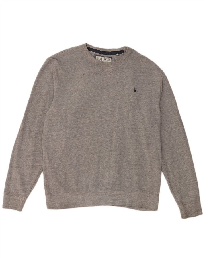 JACK WILLS Sweat-Shirt Homme XL Gris Rayure Coton