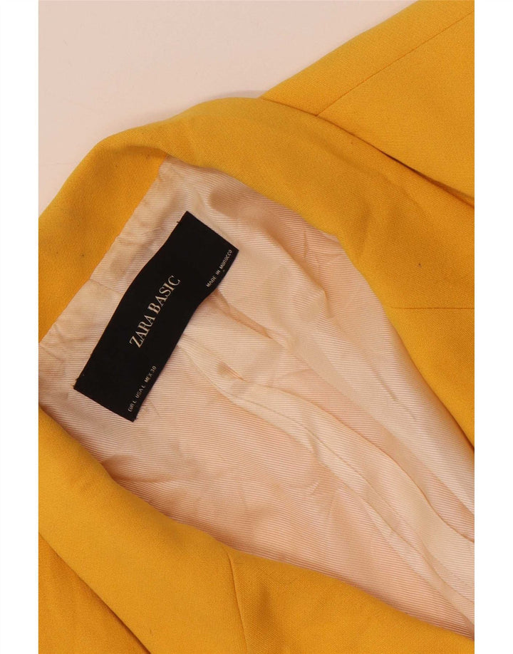 Zara Veste Blazer Double Boutonnage Femme UK 14 Large Jaune