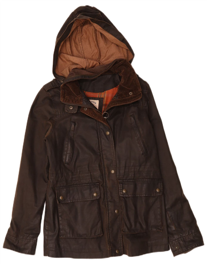 Fat Face Veste à capuche en coton ciré pour femme UK 12 Marron moyen Polyester