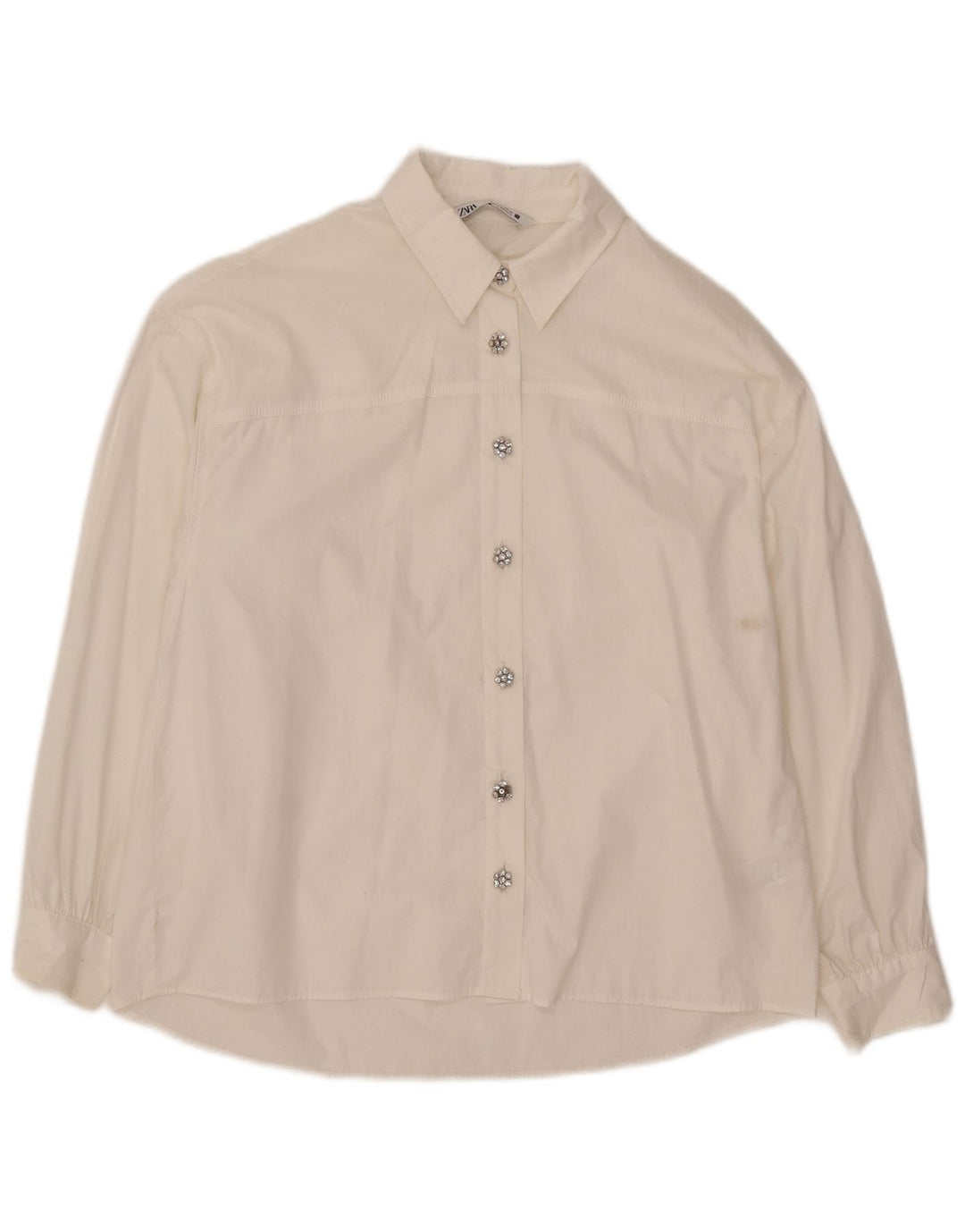 Zara Chemise surdimensionnée pour femme UK 10 Petit coton blanc