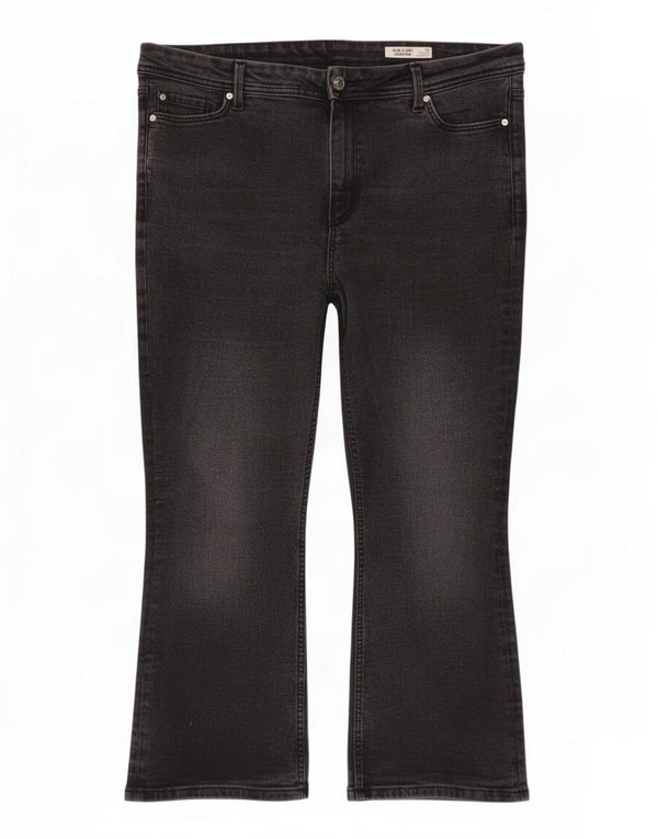 Marks & Spencer Jean court évasé slim pour femme UK 18 XL W36 L24 Noir
