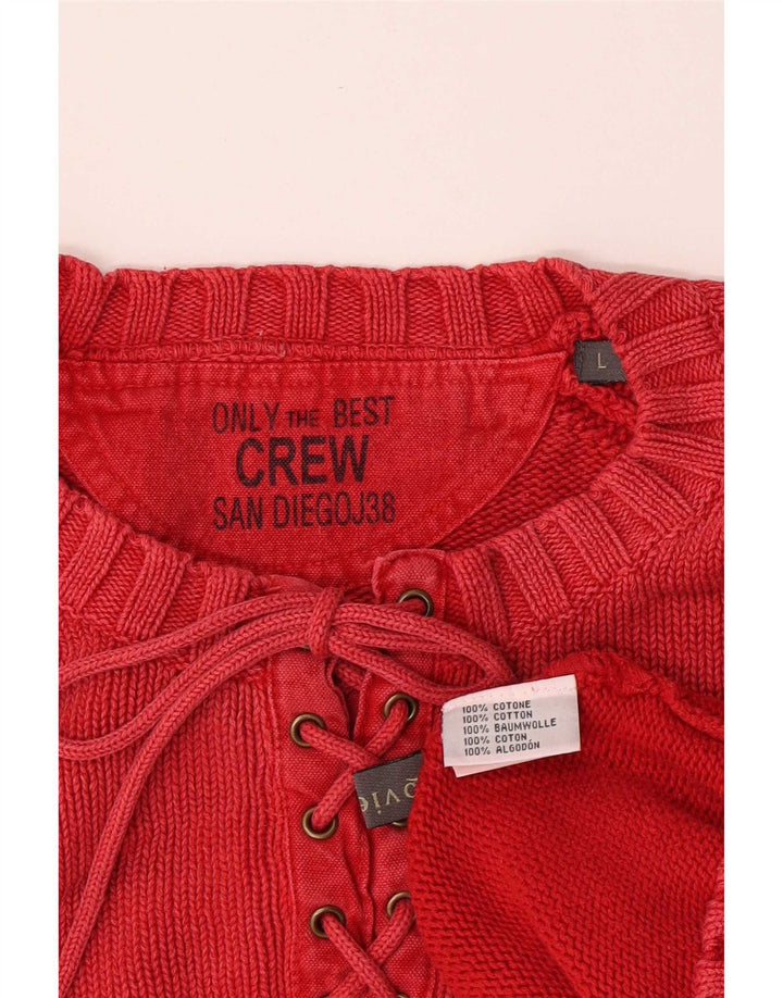 Pull ras du cou pour hommes, grand coton rouge