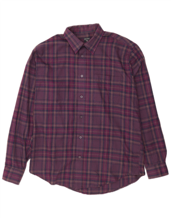 James Pringle Chemise en flanelle pour homme en polyester à carreaux violet moyen