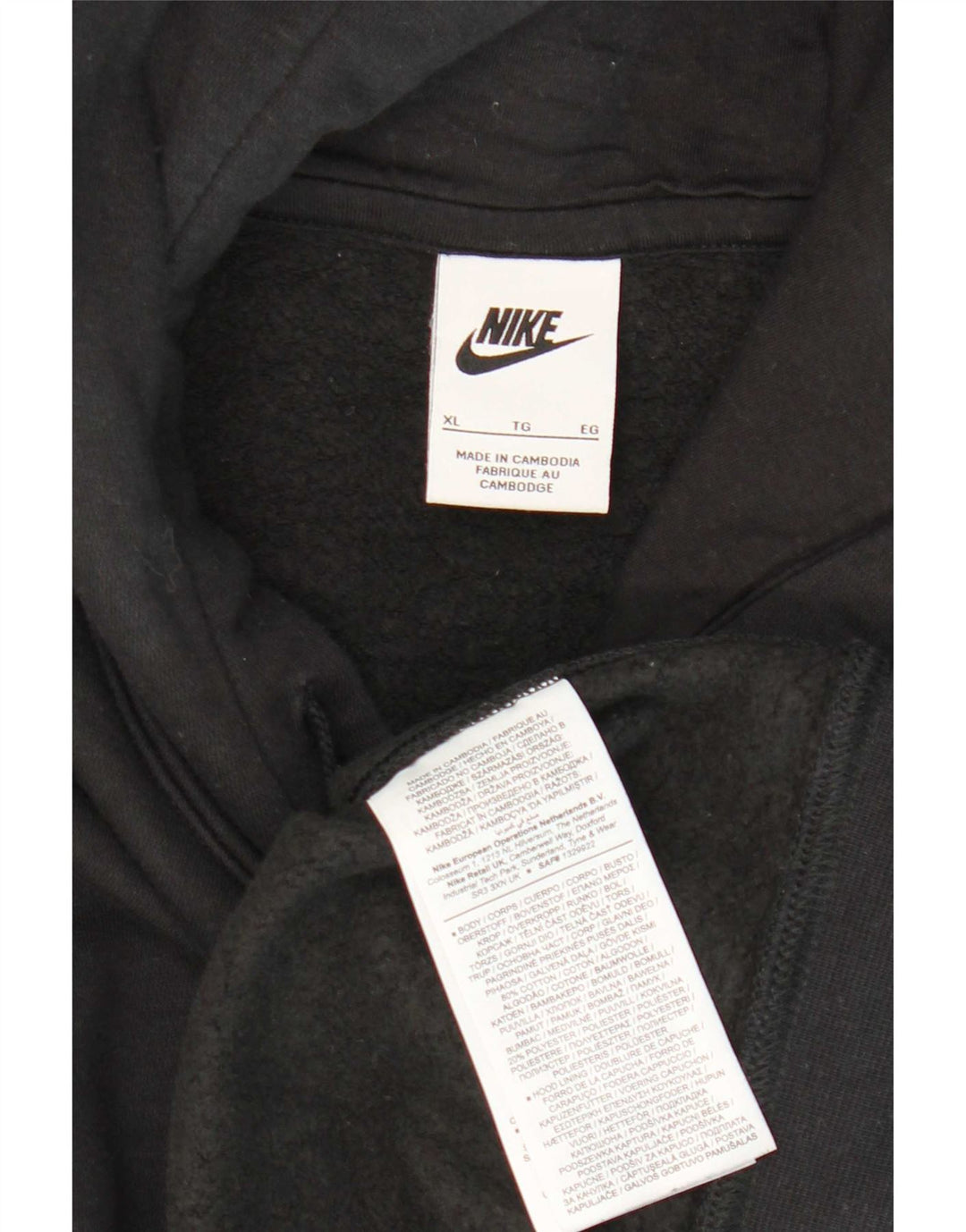 Nike Pull à capuche pour homme XL en coton noir