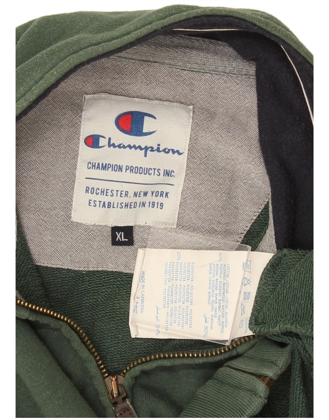 Champion Veste de Survêtement Homme XL Vert Coton