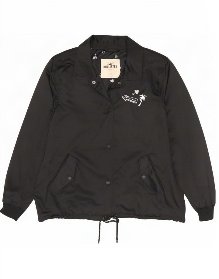 Hollister Veste Bomber Femme UK 16 Large Noir Polyester