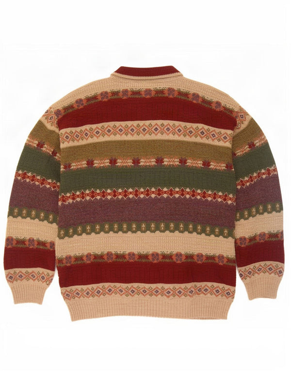 vintage Mens Crew Neck Jumper Pull IT 50 Moyen Multicolore Fair Isle