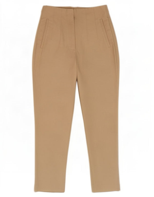 Zara Pantalon court fuselé taille haute pour femme Small W26 L26 Beige