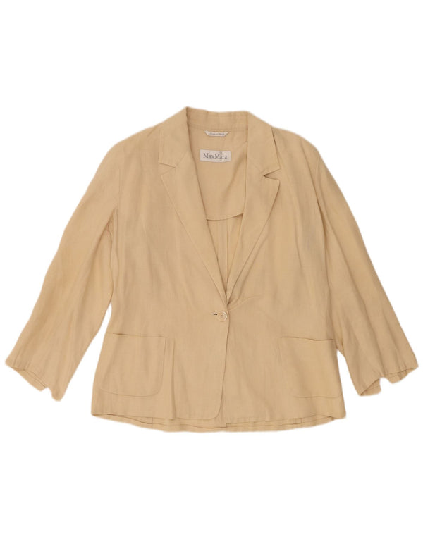 Max Mara Veste blazer à 1 bouton pour femme UK 16 Large Beige