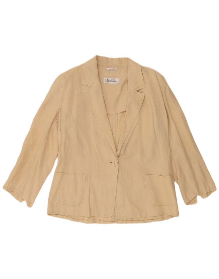 Max Mara Veste blazer à 1 bouton pour femme UK 16 Large Beige