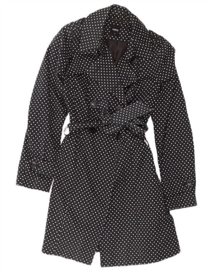 Oasis Trench-Coat Femme UK 8 Petit Coton Noir à Pois