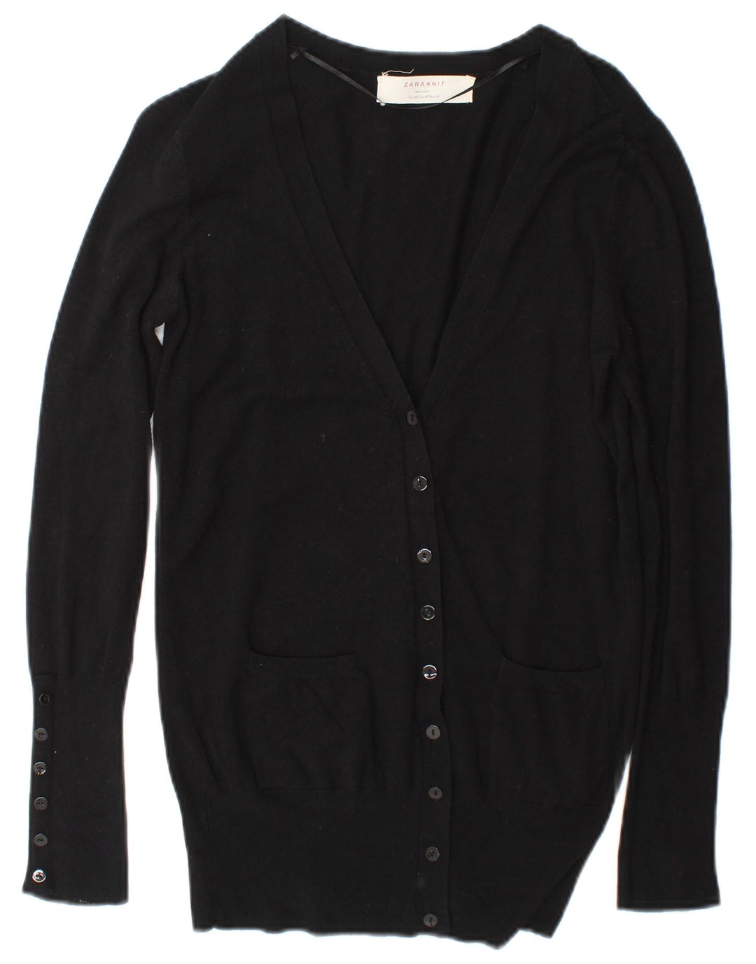 Zara Womens Cardigan Sweater UK 14 Medium Noir Rayonne