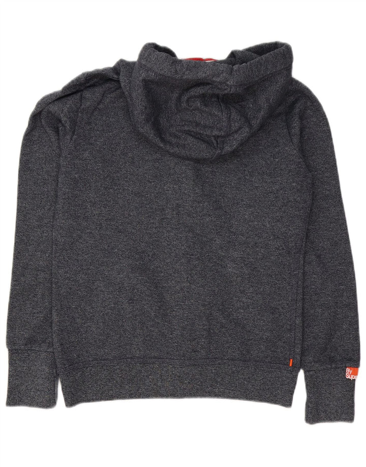 Superdry Pull à capuche zippé en coton moucheté gris moyen