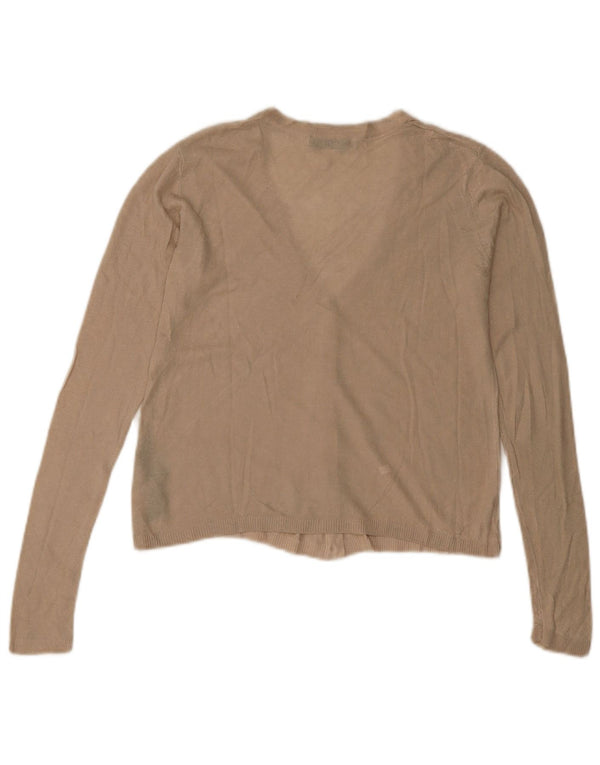 Zara Womens Crop Cardigan Top UK 10 Petite Viscose Beige