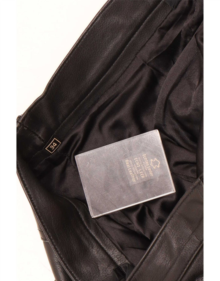 Pantalon droit en cuir Vintage pour hommes W34 L30 noir