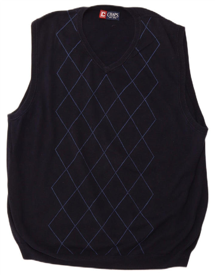 CHAPS Débardeur Homme XL Bleu Marine Argyle/Diamant Coton