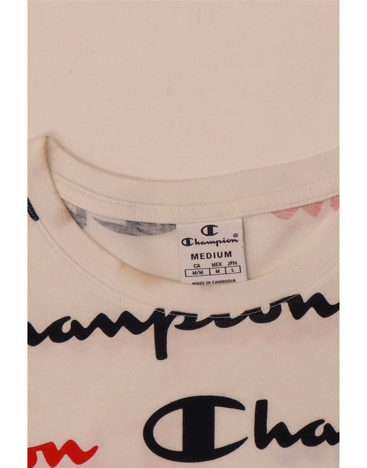 Champion T-shirt graphique pour femme UK 12 Blanc moyen
