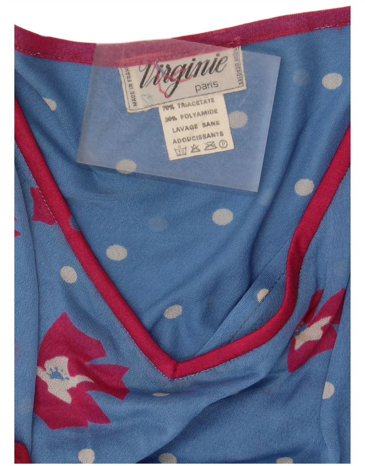 VIRGINIE Robe droite à manches 3/4 pour femme UK 12 Triacétate floral bleu moyen