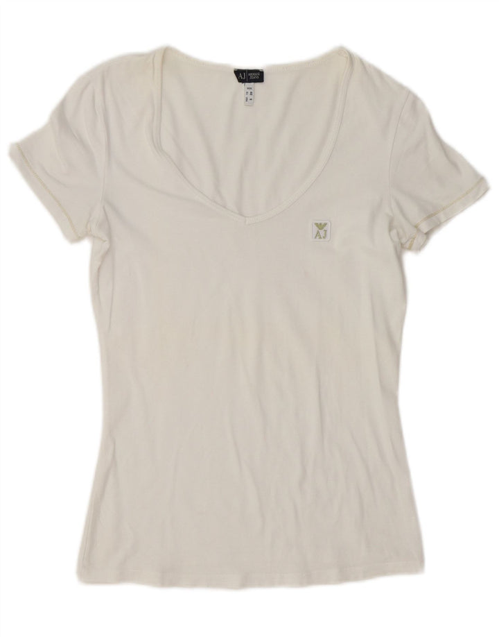Armani Jeans T-Shirt Femme EU 40 Moyen Blanc