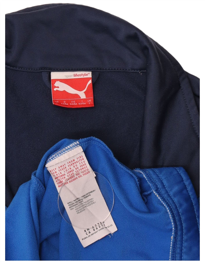 Puma Veste de survêtement pour homme Large Bleu Colorblock Polyester