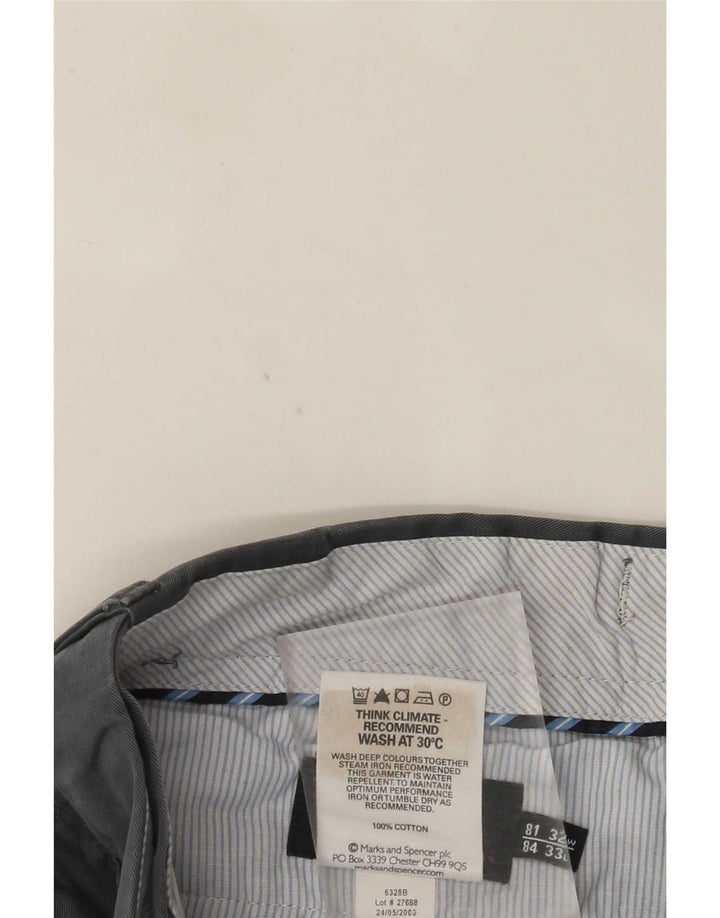 Marks & Spencer Pantalon de costume droit pour homme W32 L33 Gris Coton