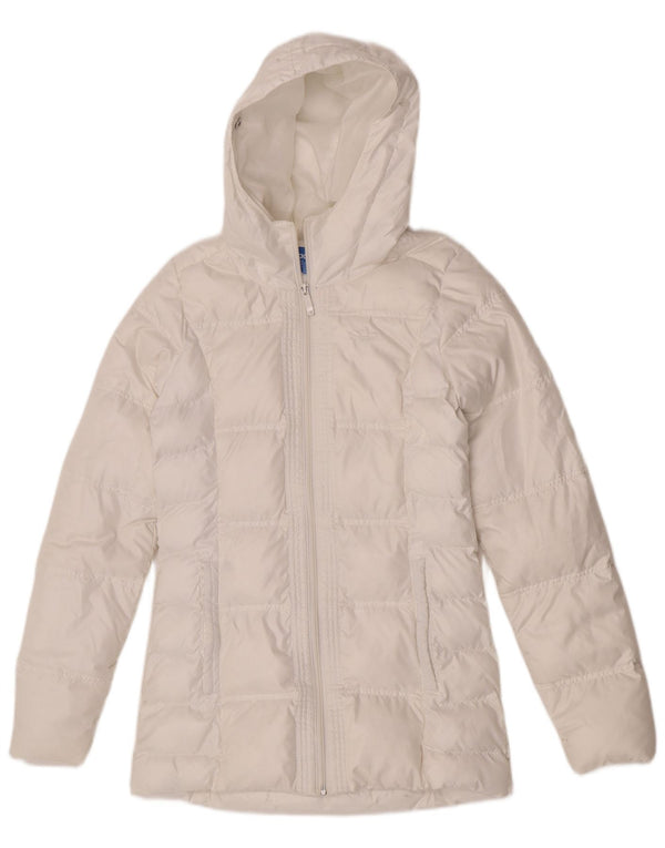 Adidas Manteau rembourré surdimensionné à capuche pour femme UK 6 XS Blanc Polyester