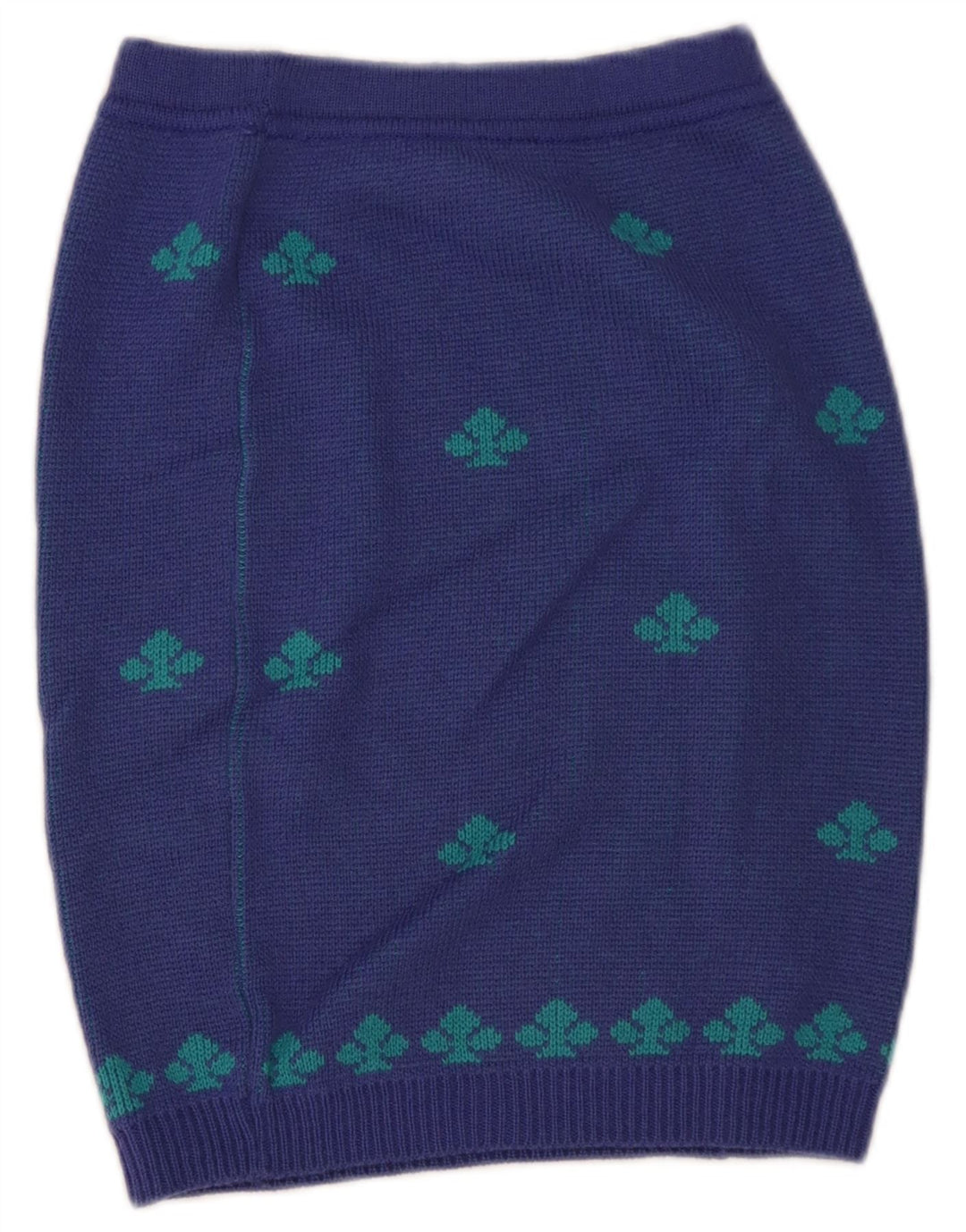 Stefanel Femme Jupe Crayon En Tricot W28 Laine Géométrique Bleu Moyen