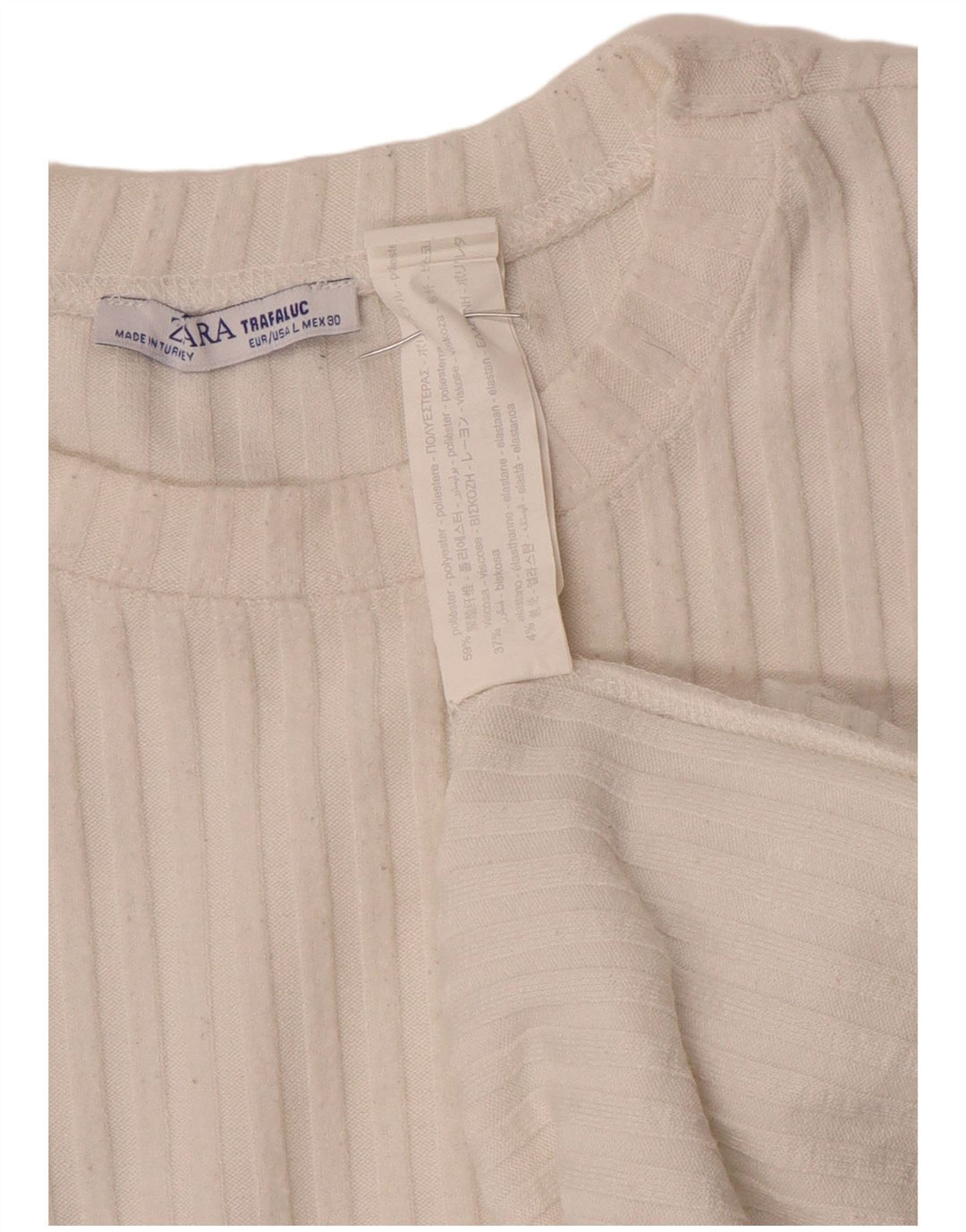 Zara Femme Trafaluc Haut Oversize Manches Longues UK 16 Grand Blanc Polyester