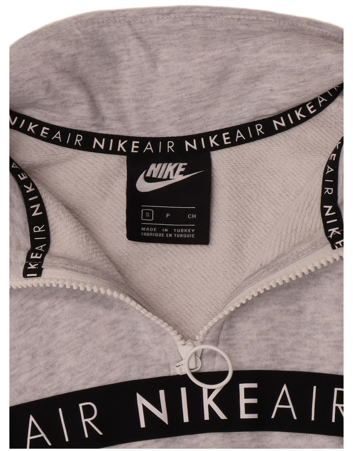 Nike Womens Crop Graphic Sweatshirt Jumper UK 10 Petit Gris Moucheté