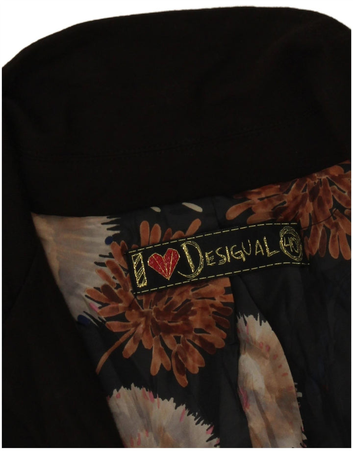 Desigual Veste Blazer 1 Bouton Femme EU 40 Moyen Noir Floral