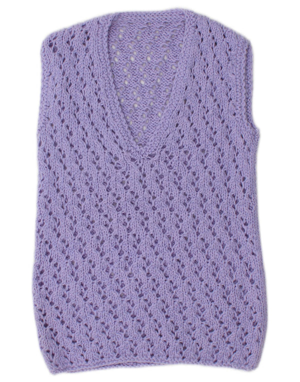 vintage Womens Vest Débardeur UK 12 Moyen Violet