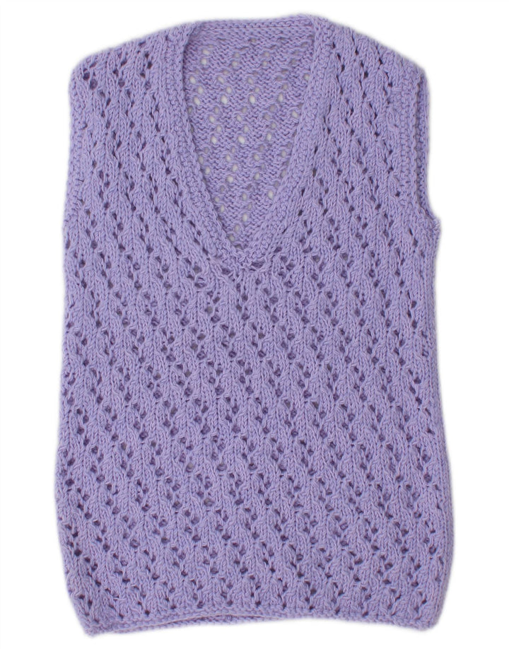 vintage Womens Vest Débardeur UK 12 Moyen Violet