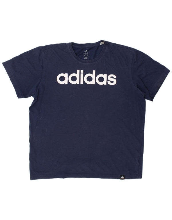 Adidas Hommes Climalite Graphic T-Shirt Top Large Bleu Marine Coton