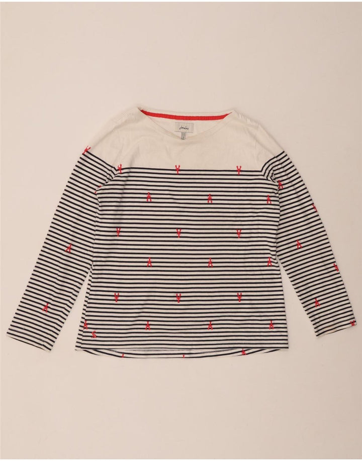 JOULES Top Femme Manches Longues UK 44 Large Blanc Rayé