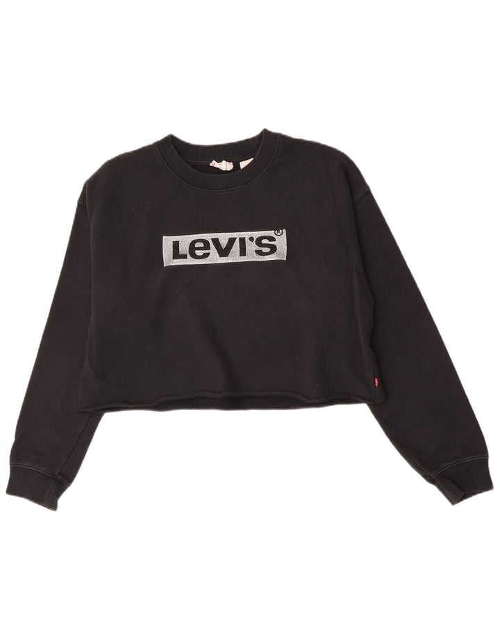 Levi's Sweat-shirt surdimensionné graphique pour femme UK 10 Small Noir Coton