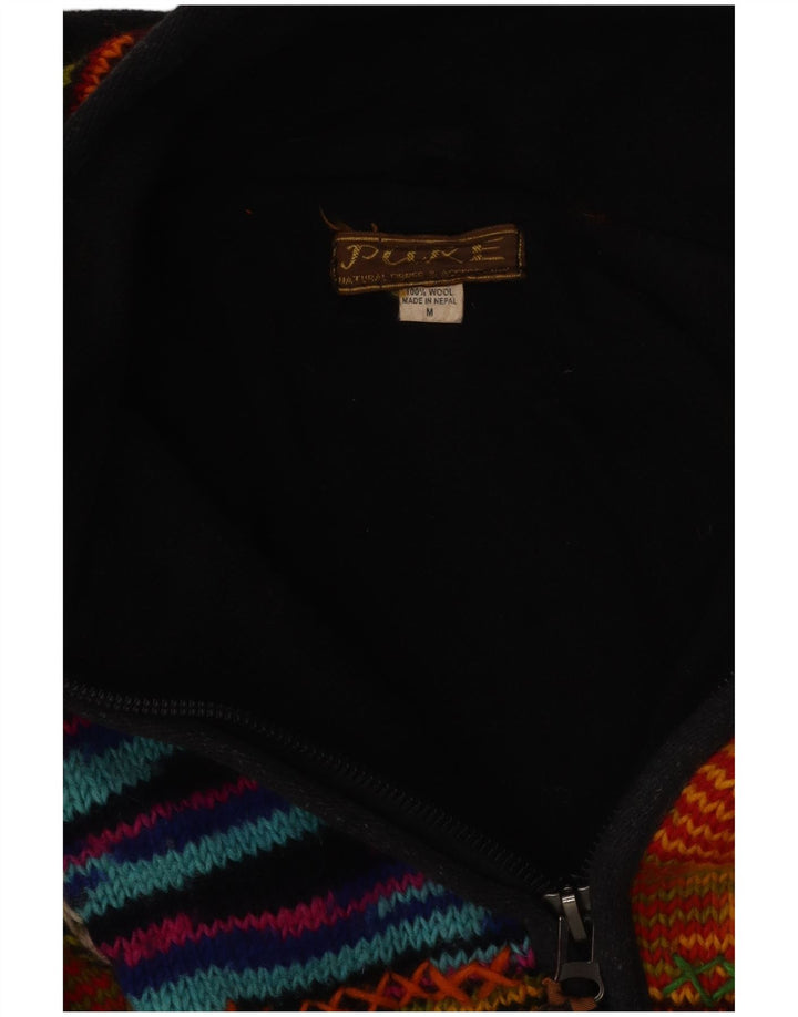 VINTAGE Femme Cardigan à capuche Pull UK 12 Moyen Multicolore Rayé