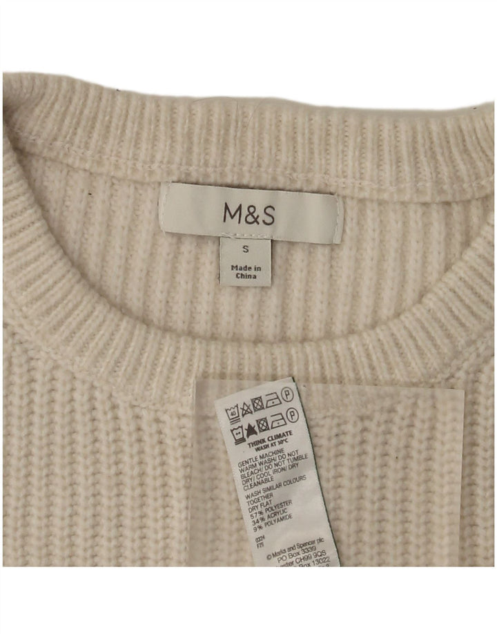 Marks & Spencer Pull à col rond pour homme Petit polyester blanc cassé