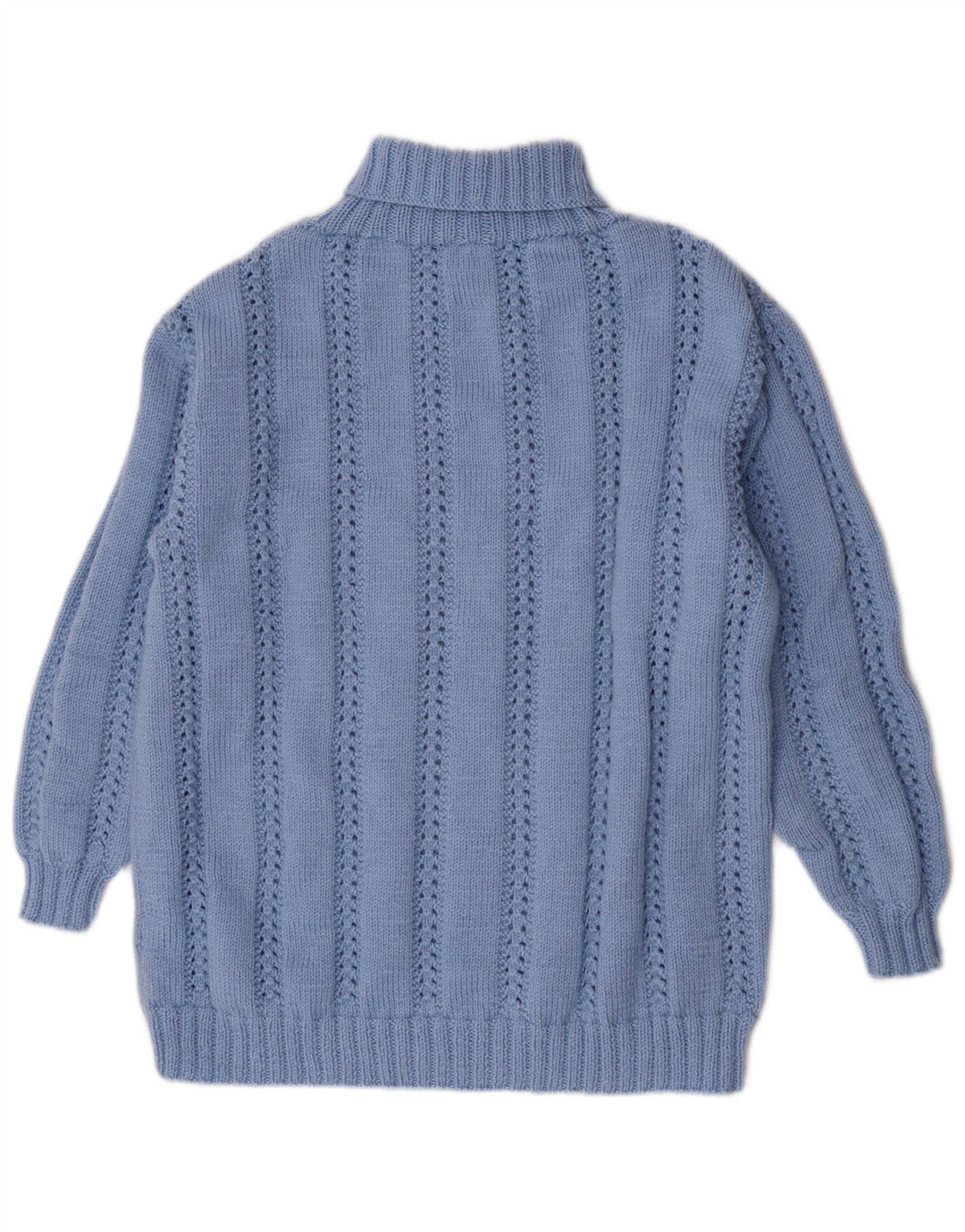 vintage Femmes Roll Neck Jumper Pull UK 14 Grand Bleu