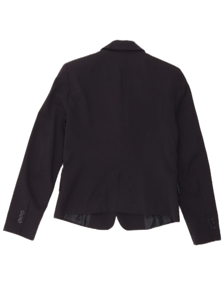 Zara Veste Blazer 1 Bouton Femme UK 12 Bleu Marine Moyen Polyester
