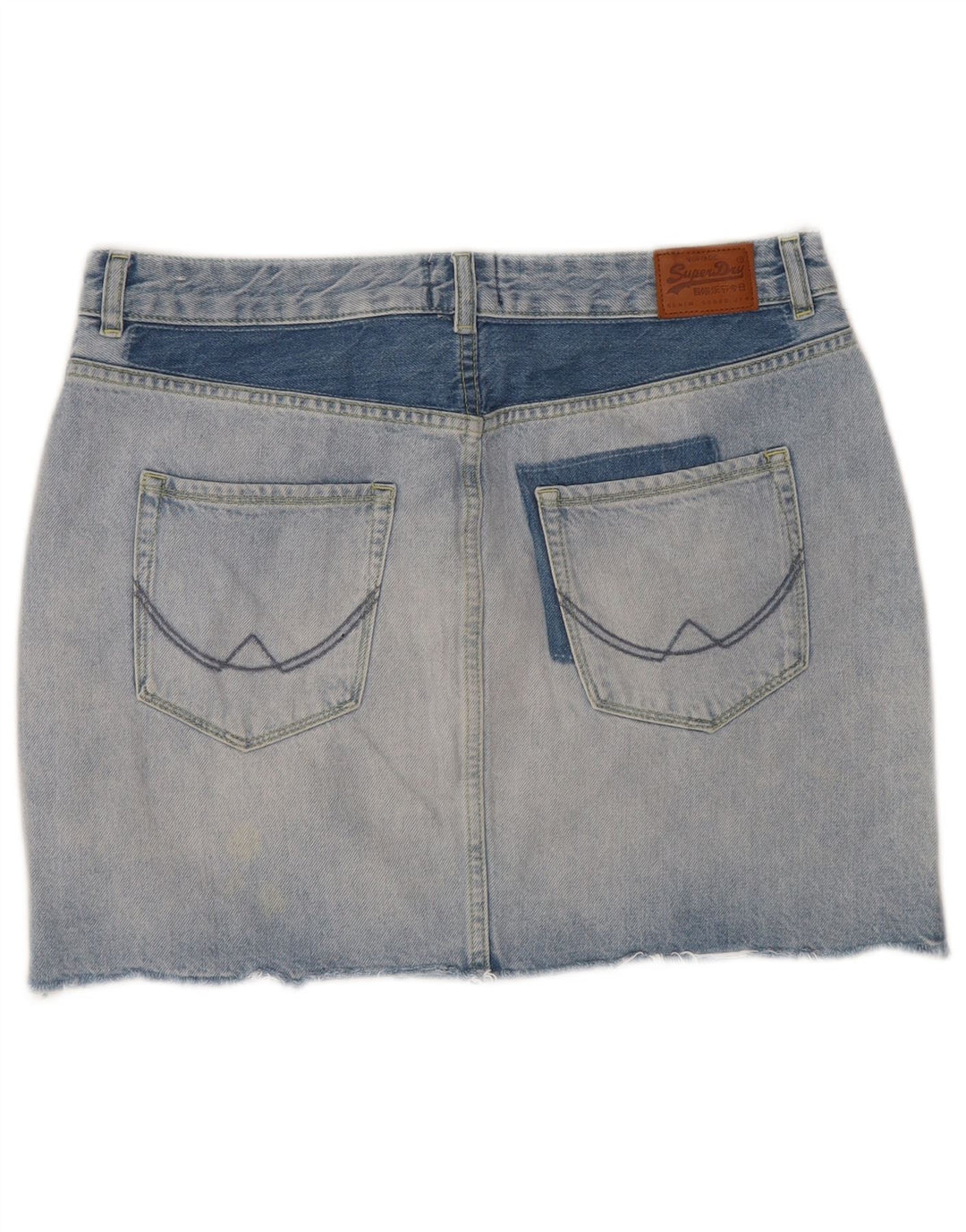 SUPERDRY Femme Taille Basse Mini Jupe en Jean W32 Grand Bleu Coton