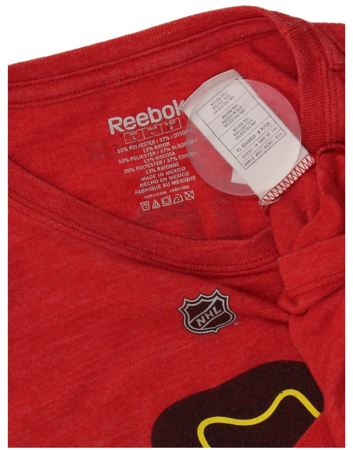 Reebok Hommes Chicago Blackhawks Graphic T-Shirt Haut Grand Rouge Polyester