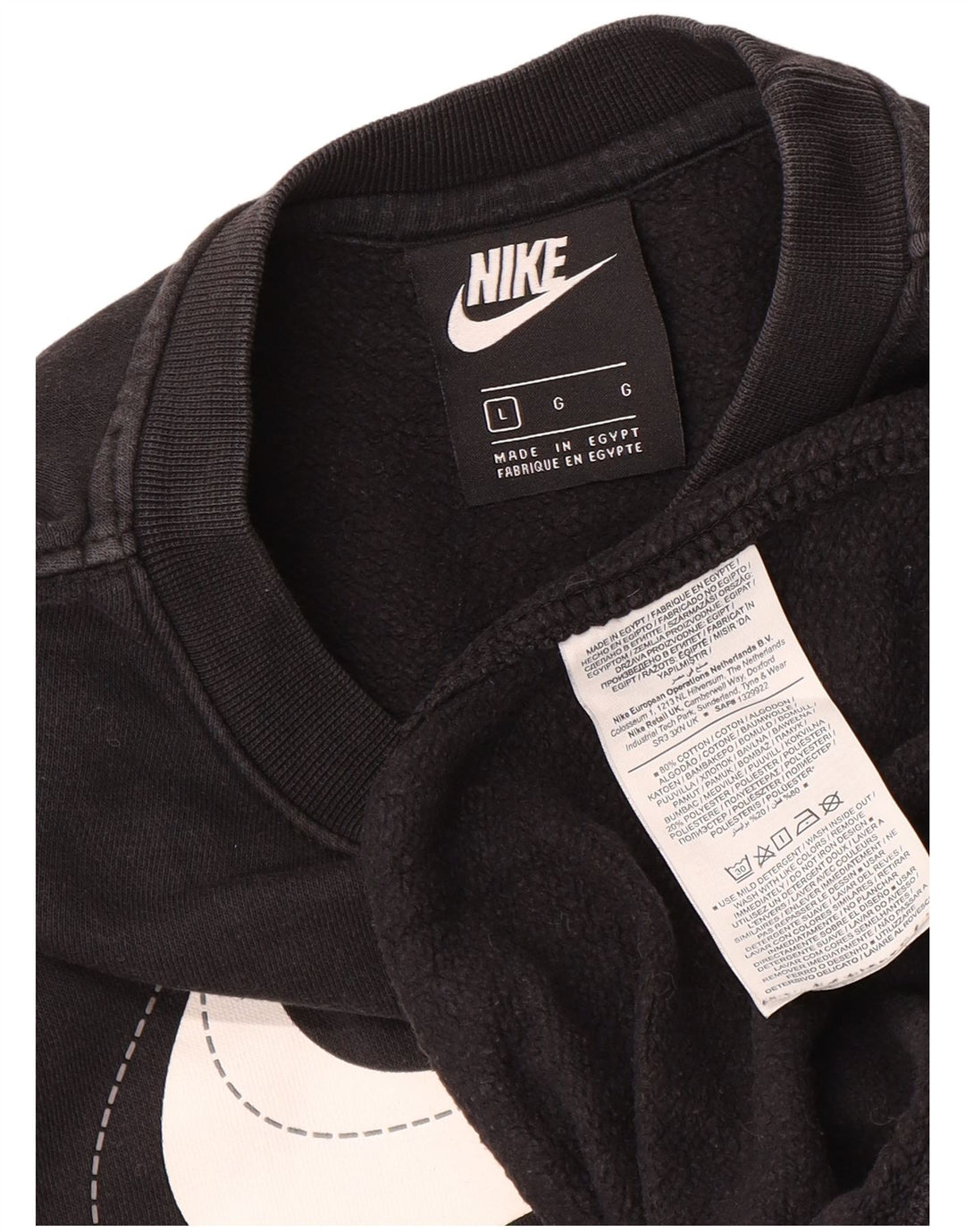 Nike Sweat-shirt graphique pour homme en coton noir Taille L
