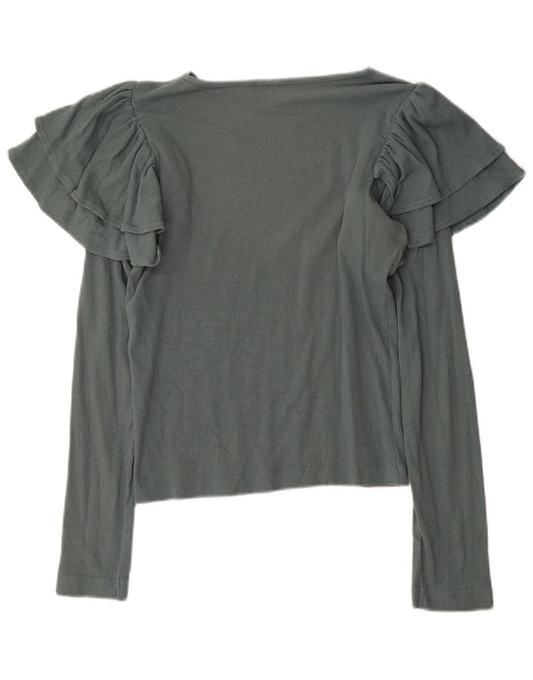 Zara Femme Top Manches Longues UK 12 Gris Moyen