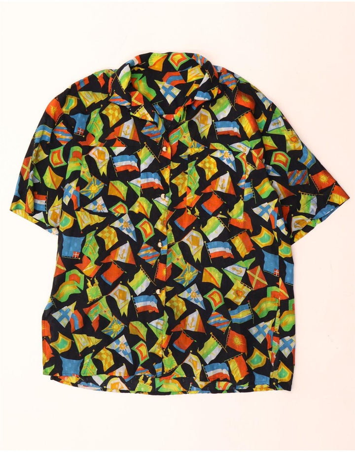vintage Womens Abstract Pattern Shirt Blouse UK 16 Grand Multicolore
