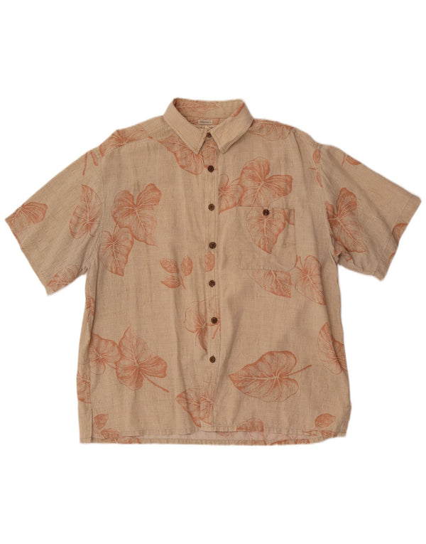 Island Republic Chemise à Manches Courtes Homme XL Beige Floral Soie